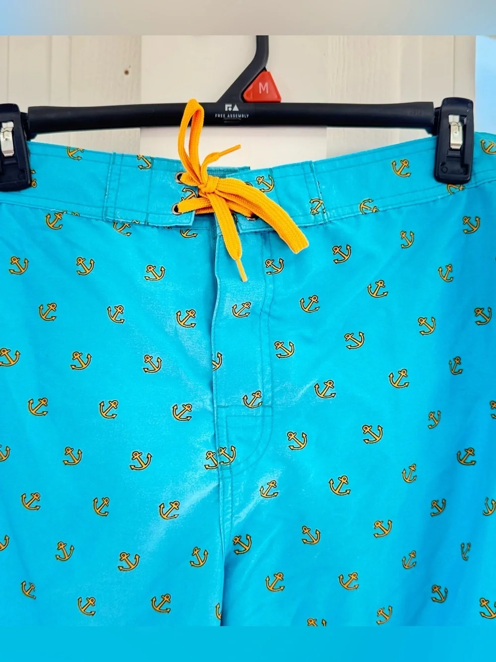 American Crown Mens 2XL Swim Trunks Cape May Anchor Hook & Loop Fly No Pockets